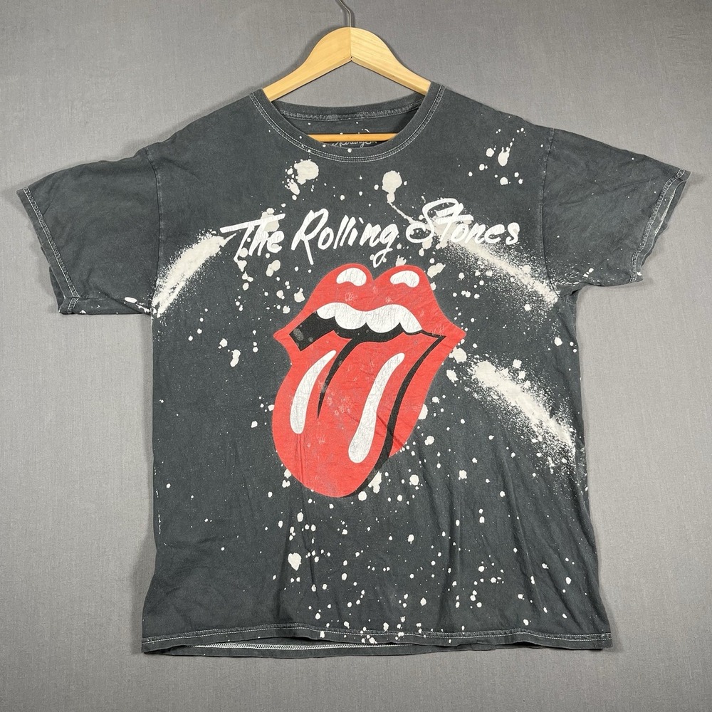 The Rolling Stones Men's Medium Black Graphic T-Shirt Rock Music Tee